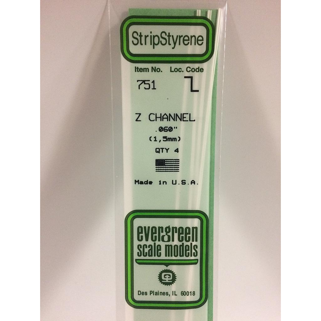 [ EG751 ] Evergreen EG Z Channel 1,5 x 0,7 mm (4s.)