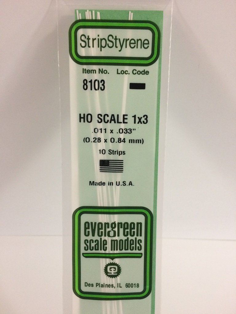 [ EG8103 ] Evergreen styrene strip 0.28x0.84x35.5mm  10st