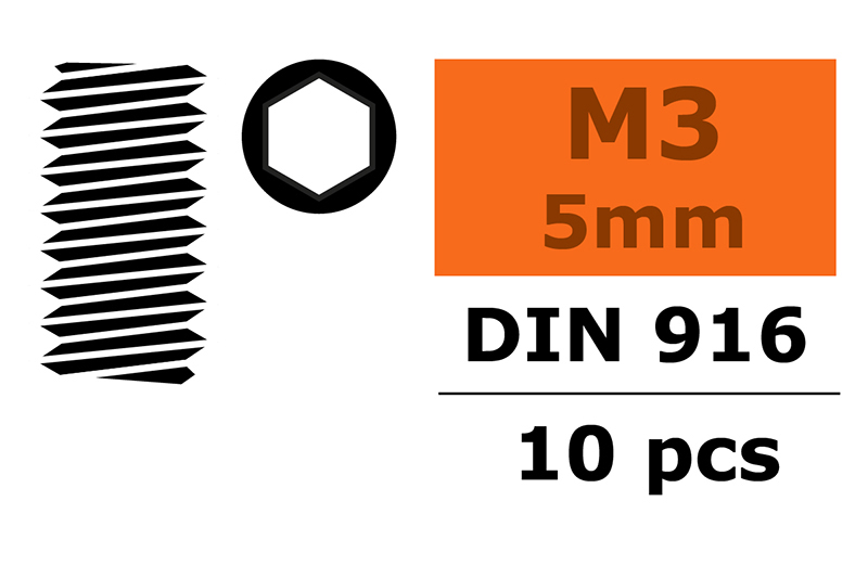 [ GF-0105-002 ] Stelschroef - Binnenzeskant - M3X5 - Staal - 10 st 