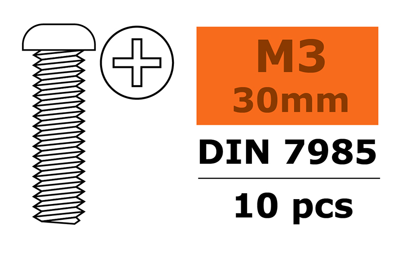 [ GF-0170-014 ] Bolcilinderschroef - Philips - M3X30 - Gegalvaniseerd staal  - 10 st 