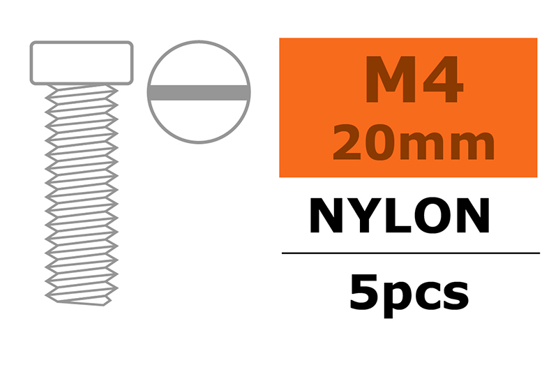 [ GF-0310-008 ] Cilinderkopschroef - M4X20 - Nylon - 5 st 