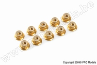 [ GF-0401-030 ] Aluminium zelfborgende zeskantmoer met flens - M3 - Goud - 10 st 