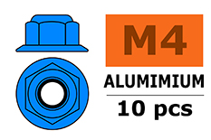 [ GF-0401-044 ] Aluminium zelfborgende zeskantmoer met flens - M4 - Blauw - 10 st 