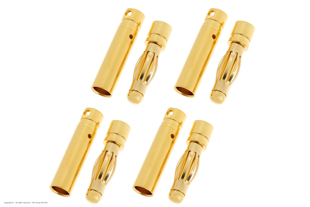 [ GF-1000-003 ] Connector - 4.0mm - Goudcontacten - Lang - Man. + Vrouw. - 4 paar 