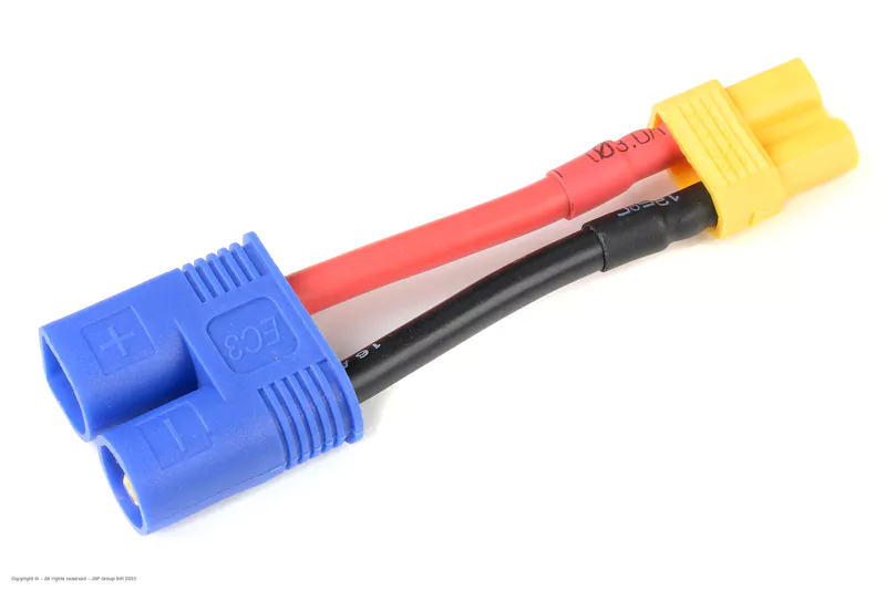 [ GF-1301-105 ] Power adapterkabel - EC-3 connector man. - XT-30 connector vrouw. - 14AWG Siliconen-kabel - 1 st 