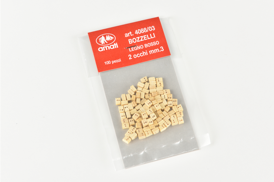 [ AMA4088/03 ] Amati houten blokjes 2 gaatjes 3 mm 100st