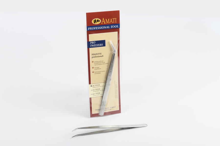 [ AMA7371/32 ] Amati Pro tweezers bent nose 18.5 cm