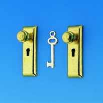 [ MM11140 ] Mini Mundus Deurplaat met knop en sleutel (18 x 6 mm)
