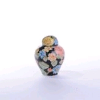 [ MM15470 ] Mini Mundus Kleine vaas zwart met bloemenpatroon