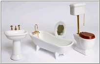 [ MM15570 ] Mini Mundus Badkamer wit in porselein met hoge stortbak