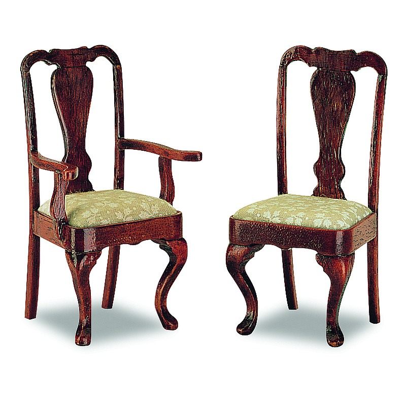 [ MM40078 ] Mini Mundus Queen Anne stoelen met armleuningen 2 stuks (9x5x4cm)