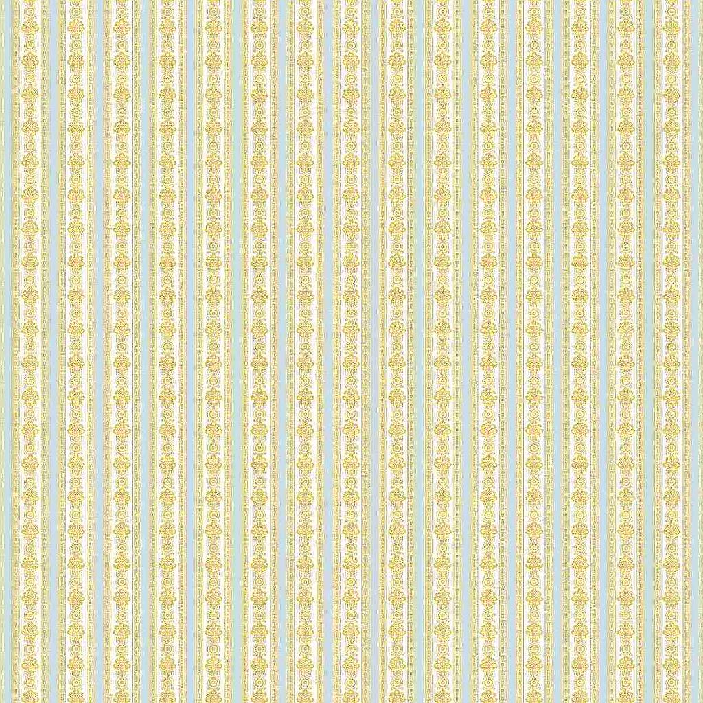 [ MM41152 ] Mini Mundus Behangpapier Stroken Goudkleurig/Lichtblauw