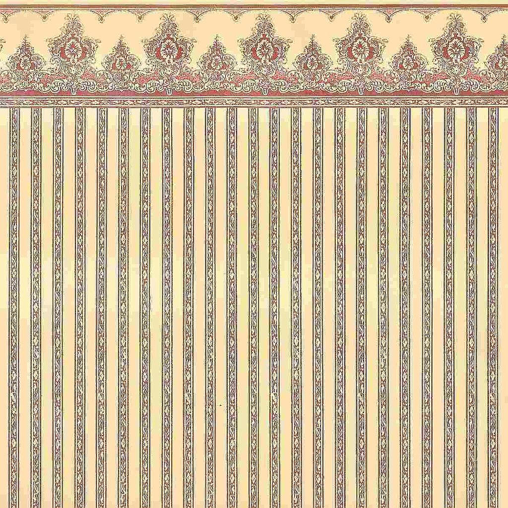 [ MM41178 ] Mini Mundus Behangpapier met strepen en rand (49,5x31cm)