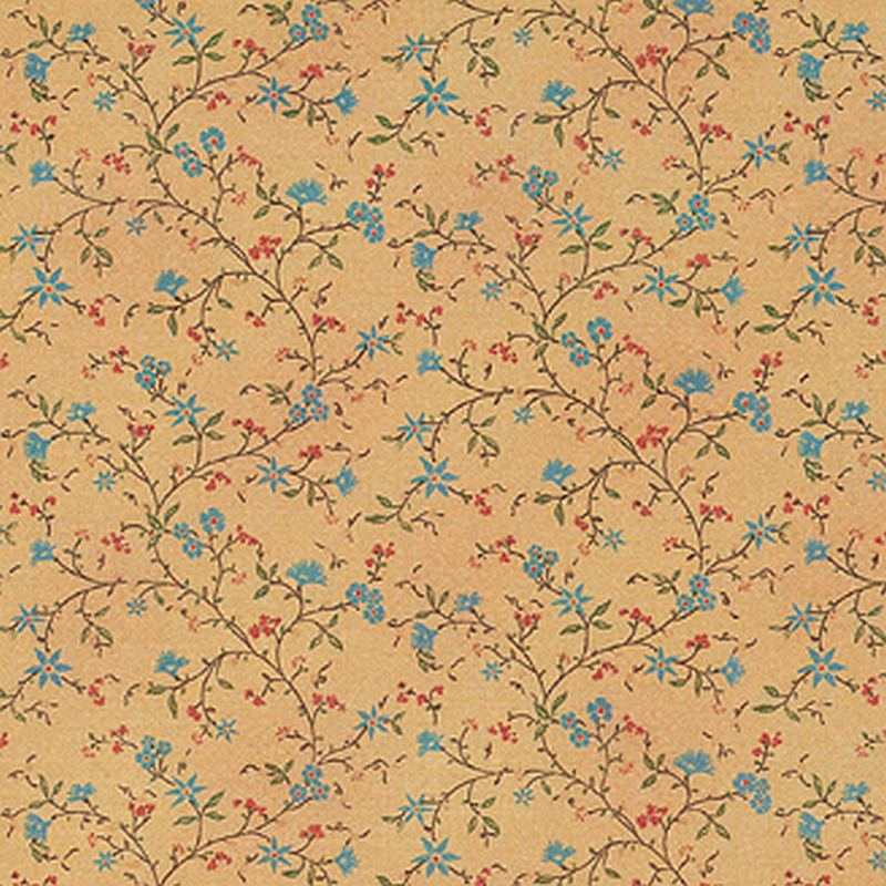 [ MM41195 ] Mini Mundus Behangpapier rode en blauwe bloemen (49,5x30cm)