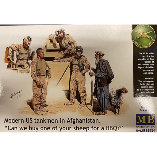 [ MB35131 ] Master box Modern US Tankmen in Afghanistan &quot;Can we buy one of your sheep for a BBQ?&quot; 1/35