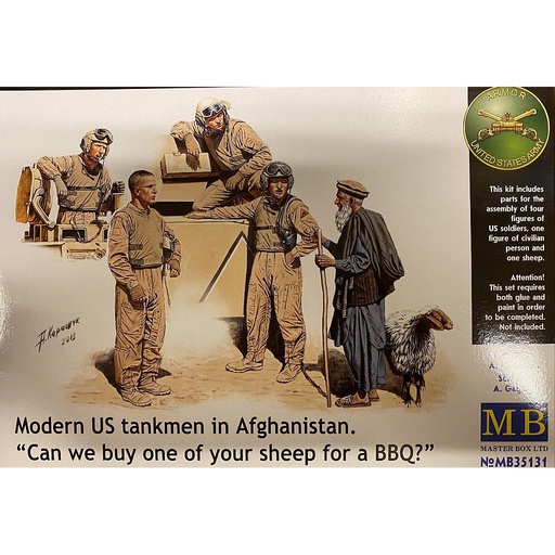 [ MB35131 ] Master box Modern US Tankmen in Afghanistan "Can we buy one of your sheep for a BBQ?" 1/35