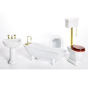 [ MM15570 ] Mini Mundus Badkamer wit in porselein met hoge stortbak
