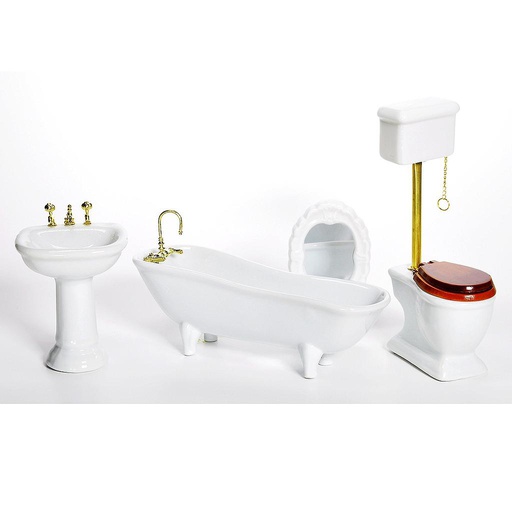 [ MM15570 ] Mini Mundus Badkamer wit in porselein met hoge stortbak