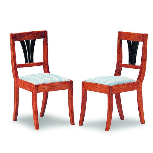 [ MM40093 ] Mini Mundus Biedermeier gestoffeerde stoelen 2 stuks (8x4x4cm)