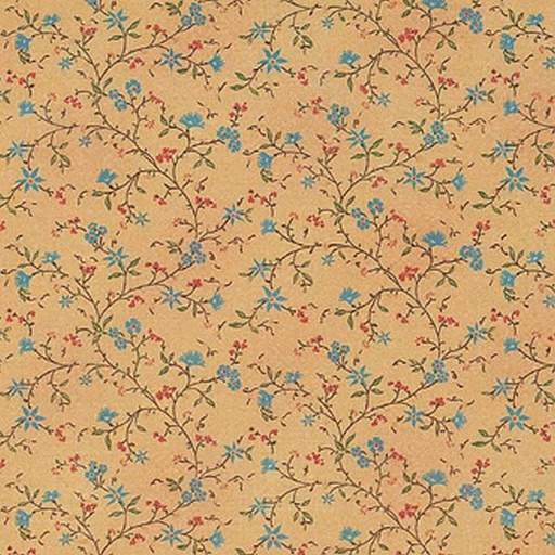 [ MM41195 ] Mini Mundus Behangpapier rode en blauwe bloemen (49,5x30cm)