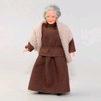 [ MM45011 ] Grandma in brown dress w. cape