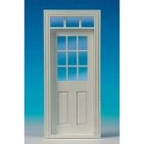[ MM60181 ] Mini Mundus Binnendeur met raam, wit met echt glas en glaslatten. NML