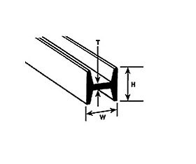 [ PLA90546 ]  plastruct HFS-8 styrene H-profiel 1/4" of 6.4mm lengte 38mm 1st