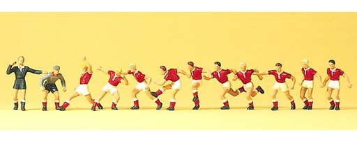 [ PRE10075 ] Preiser equipe de football maillots rouge & shorts blancs 1/87  HO