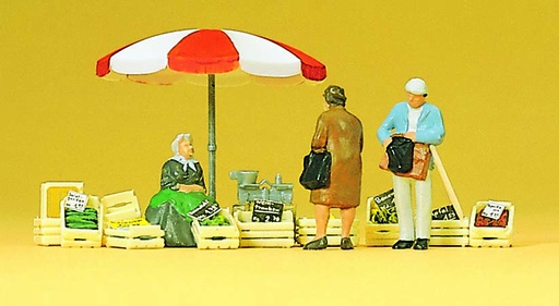 [ PRE10337 ] Preiser seated market woman & customers 1/87 HO