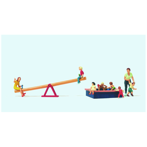 [ PRE10587 ] Preiser Spelende Kinderen wipplank - zandbak  1/87