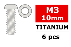 [ PROC-34022 ] Team Corally - Titanium Screws M3 x 10mm - Hex Button Head - 6 pcs 