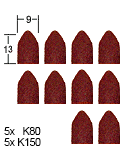 [ PX28989 ] Proxxon Reserve schuurkappen, 9 mm, (elk 5 st. K80 + K150)