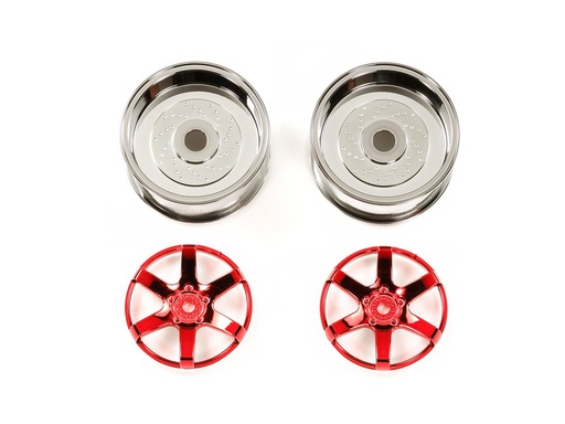 [ T54552 ] Tamiya 2pc 6spk Red Whl 26mm Off+4
