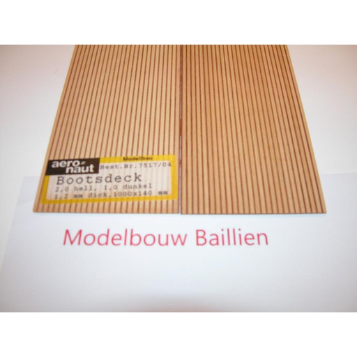 [ AE7517-04 ] Aero-naut scheepsdekken D  2.0mm licht hout 1.0 mm donker hout 1.2mm dikte 140x1000mm 