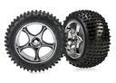 [ TRX-2470R ] Traxxas Tires & wheels, assembled (Tracer 2.2" chrome wheels, Alias 2.2" tires) (2) (Bandit rear, soft compound with foam inserts) -TRX2470R