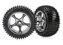 [ TRX-2470R ] Traxxas Tires & wheels, assembled (Tracer 2.2" chrome wheels, Alias 2.2" tires) (2) (Bandit rear, soft compound with foam inserts) -TRX2470R