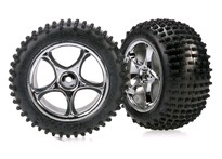 [ TRX-2470R ] Traxxas Tires &amp; wheels, assembled (Tracer 2.2&quot; chrome wheels, Alias 2.2&quot; tires) (2) (Bandit rear, soft compound with foam inserts) -TRX2470R
