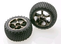 [ TRX-2470A ] Traxxas Tires &amp; wheels, assembled ( black chrome wheels, Alias 2.2&quot; tires) (2) (Bandit rear) -TRX2470A