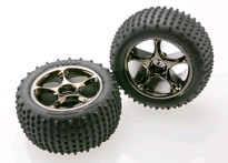 [ TRX-2470A ] Traxxas Tires & wheels, assembled ( black chrome wheels, Alias 2.2" tires) (2) (Bandit rear) -TRX2470A