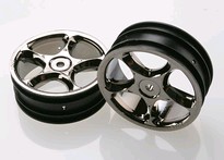 [ TRX-2473A ] Traxxas Wheels, Tracer 2.2" (black chrome) (2) (Bandit front) -TRX2473A