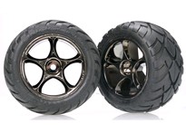 [ TRX-2478A ] Traxxas Tires &amp; wheels, assembled ( black chrome wheels, Anaconda 2.2&quot; tires (Bandit rear) -TRX2478A