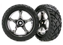 [ TRX-2479R ] Traxxas Tires &amp; wheels, assembled (Tracer 2.2&quot; chrome wheels, Anaconda 2.2&quot; tires with foam inserts) (2) (Bandit front) -TRX2479R