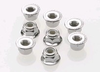 [ TRX-3647 ] Traxxas Nuts, 4mm flanged nylon locking (steel, serrated) (8) -TRX3647 