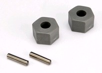 [ TRX-3654 ] Traxxas Wheel hubs, hex (tall offset, Rustler/Stampede front) (2)/ axle pins (2.5x12mm) (2) -TRX3654 