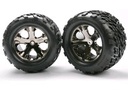 [ TRX-3668A ] Traxxas Tires & wheels, assembled, glued (2.8") (All-Star black chrome wheels, Talon tires, foam inserts) (electric rear) (2) 
