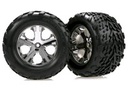 [ TRX-3669 ] Traxxas Tires & wheels, assembled, glued (2.8") (All-Star chrome wheels, Talon tires, foam inserts) (nitro rear/ electric front) (2) -TRX3669 