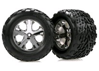 [ TRX-3669 ] Traxxas Tires &amp; wheels, assembled, glued (2.8&quot;) (All-Star chrome wheels, Talon tires, foam inserts) (nitro rear/ electric front) (2) 