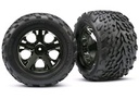 [ TRX-3669A ] Traxxas Tires & wheels, assembled, glued (2.8") (All-Star black chrome wheels, Talon tires, foam inserts) (nitro rear/ electric front) (2) -TRX3669A