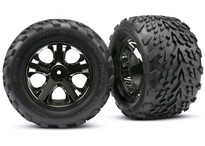 [ TRX-3669A ] Traxxas Tires & wheels, assembled, glued (2.8") (All-Star black chrome wheels, Talon tires, foam inserts) (nitro rear/ electric front) (2) -TRX3669A