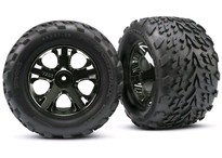 [ TRX-3669A ] Traxxas Tires &amp; wheels, assembled, glued (2.8&quot;) (All-Star black chrome wheels, Talon tires, foam inserts) (nitro rear/ electric front) (2) -TRX3669A